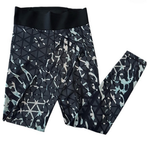 Adidas Climalite Control High Rise‎ Abstract Leggings Grey Black Blue Sz S